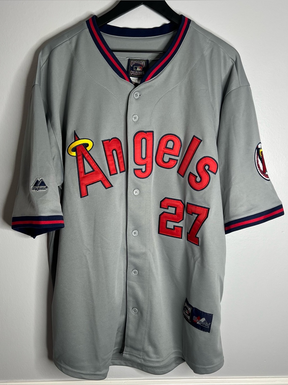 Anaheim Angels Mike Trout Jersey Mens 48 Grey Majestic Baseball Rookie REPLICA